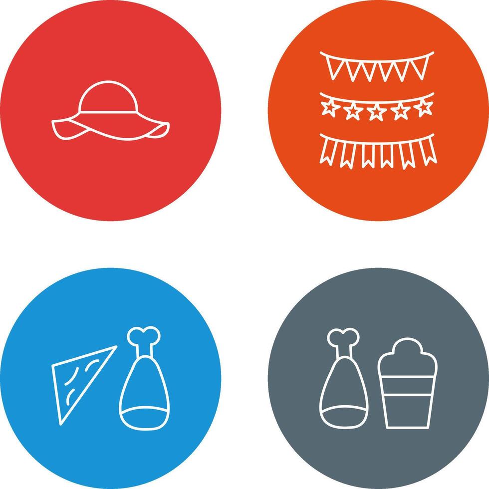 Garlands and Woman Hat Icon vector