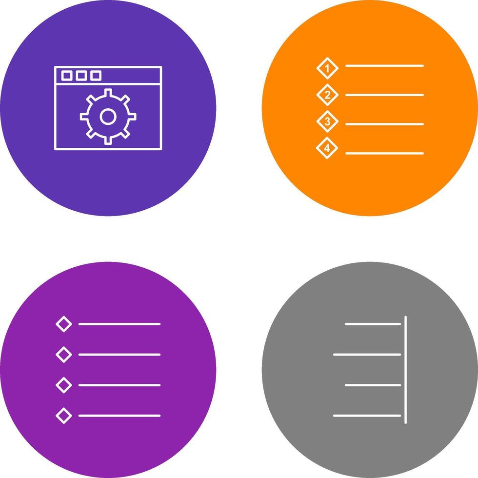 settings and numbered lists Icon vector