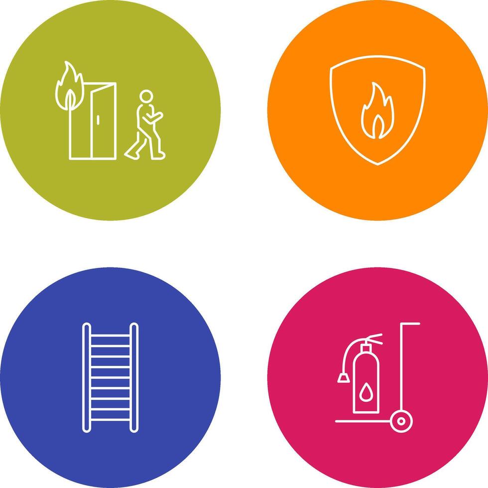 running from fire and fire shield Icon vector