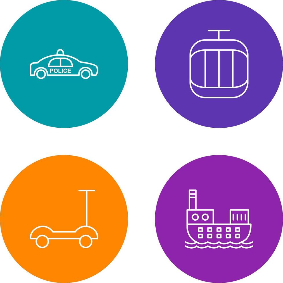 Police Car and Cable Car Icon vector