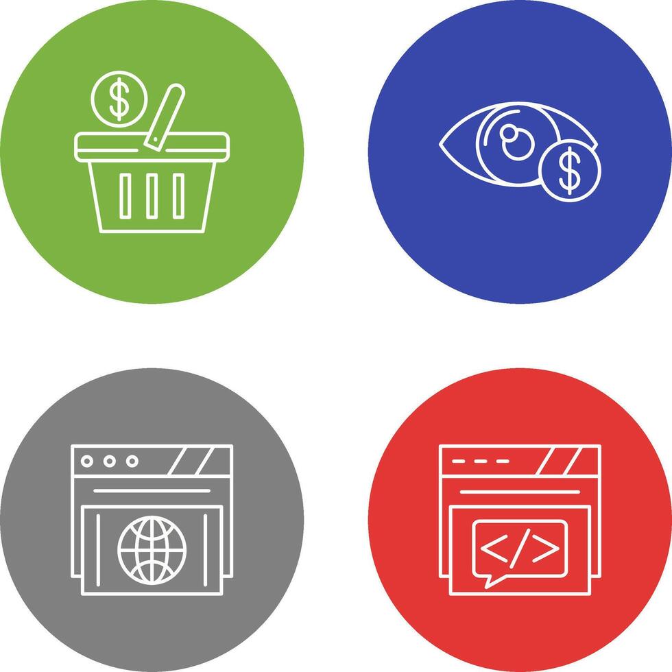 compras cesta y ojo icono vector