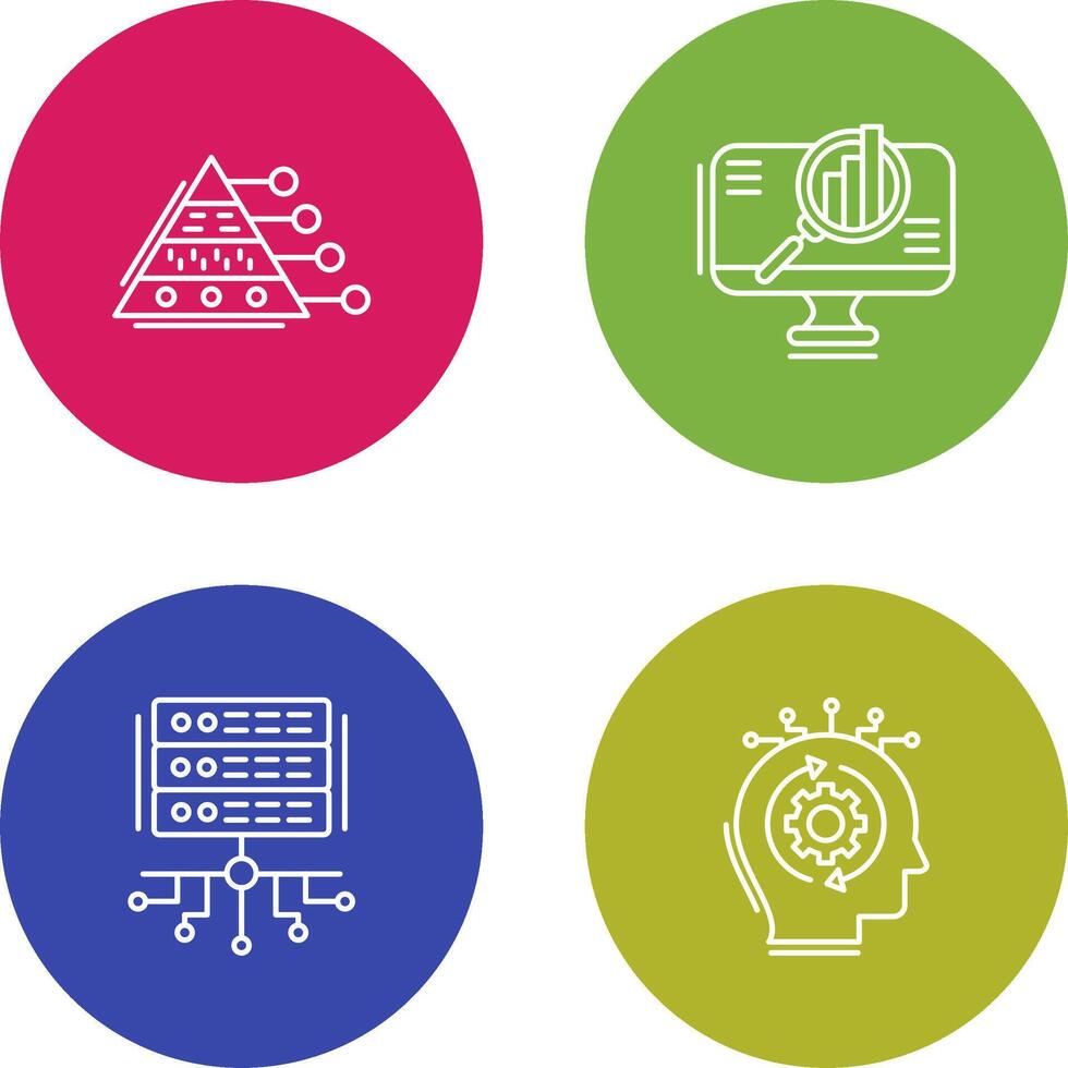 Pyramid Graph and Search Icon vector