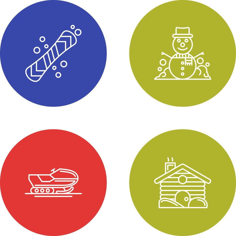 Snowboard and Snowman Icon vector