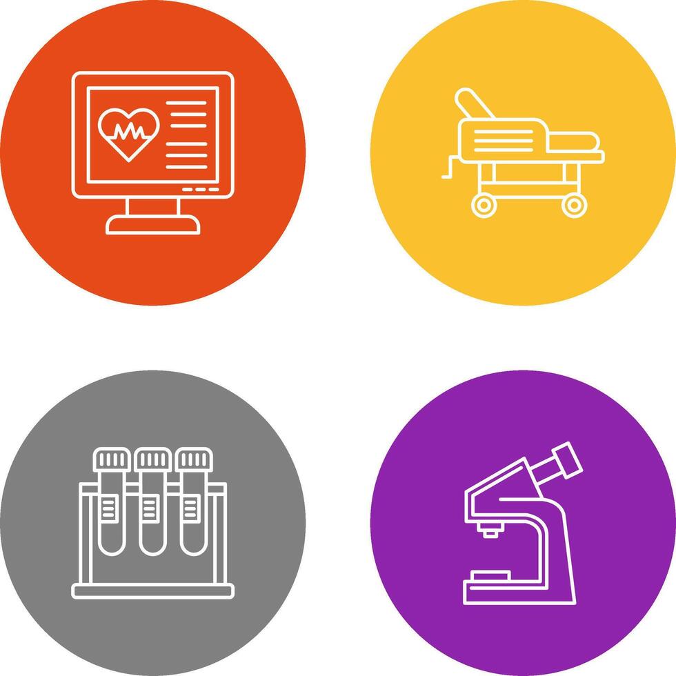 Cardiogram and Hospital Bed Icon vector