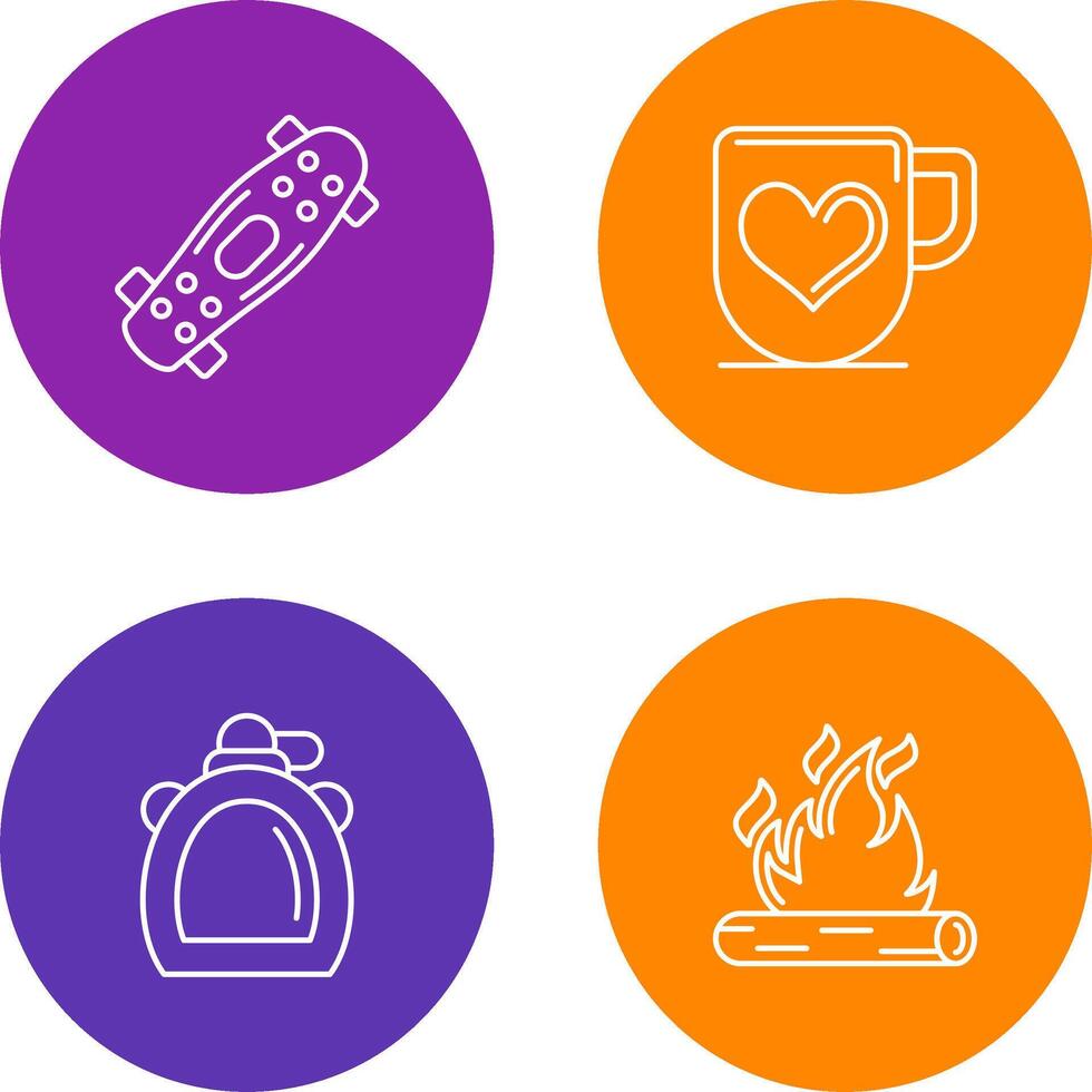 Skateboard and Mug Icon vector