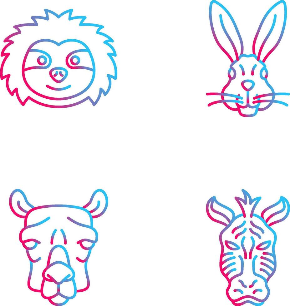 perezoso y Conejo icono vector