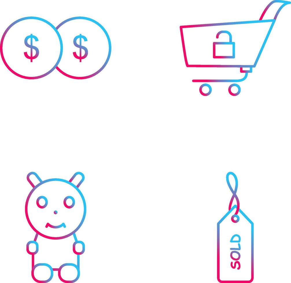 coins and unlock cart Icon vector