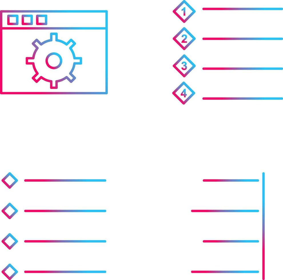 settings and numbered lists Icon vector
