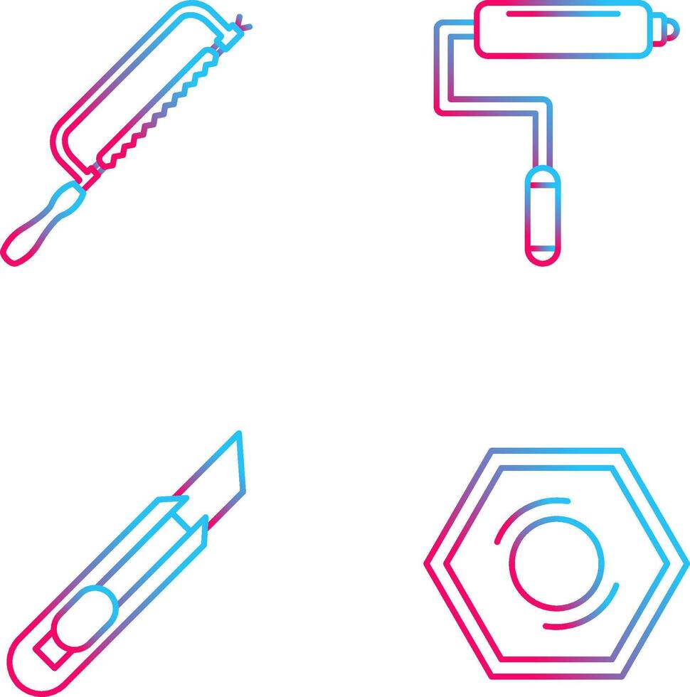 Hacksaw and Paint Roller Icon vector