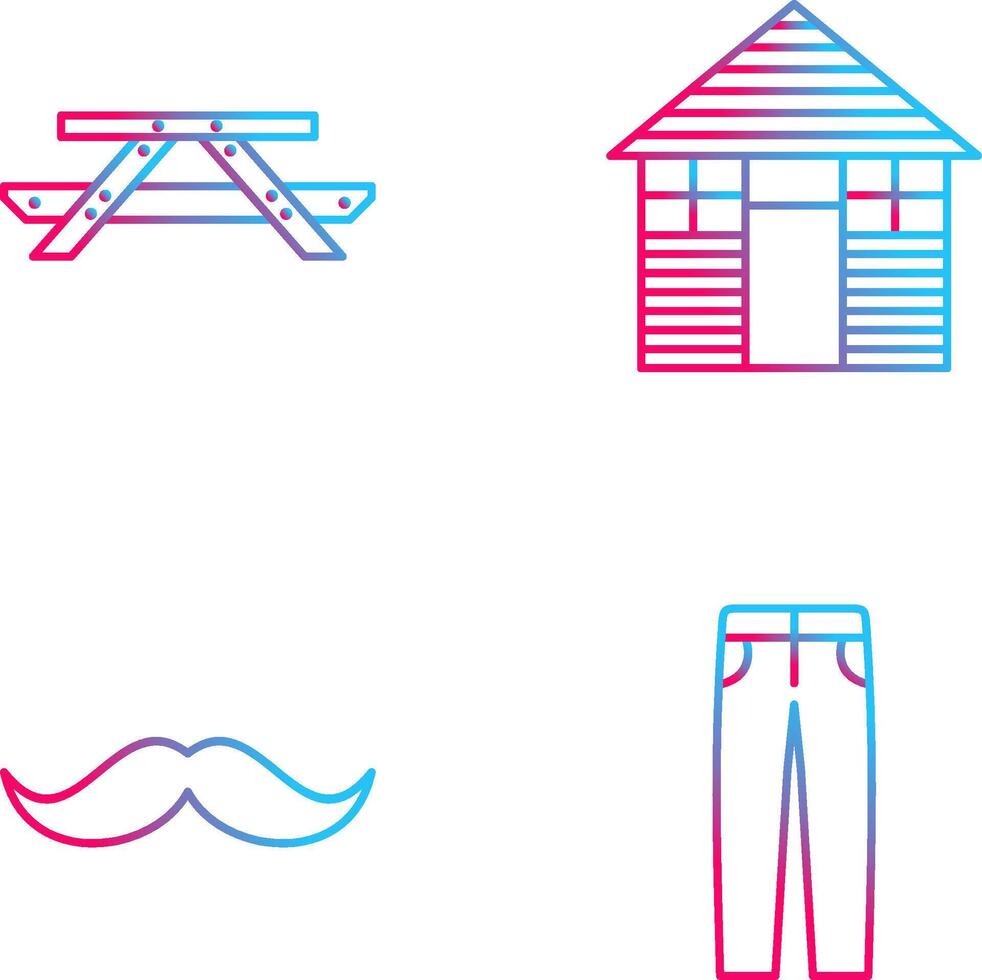 Picnic of Table and Wood Cabin Icon vector