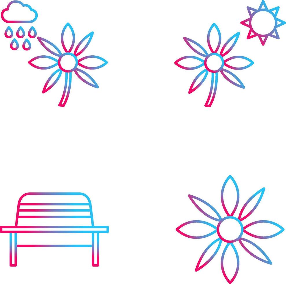 Flower with rain and Flower Icon vector