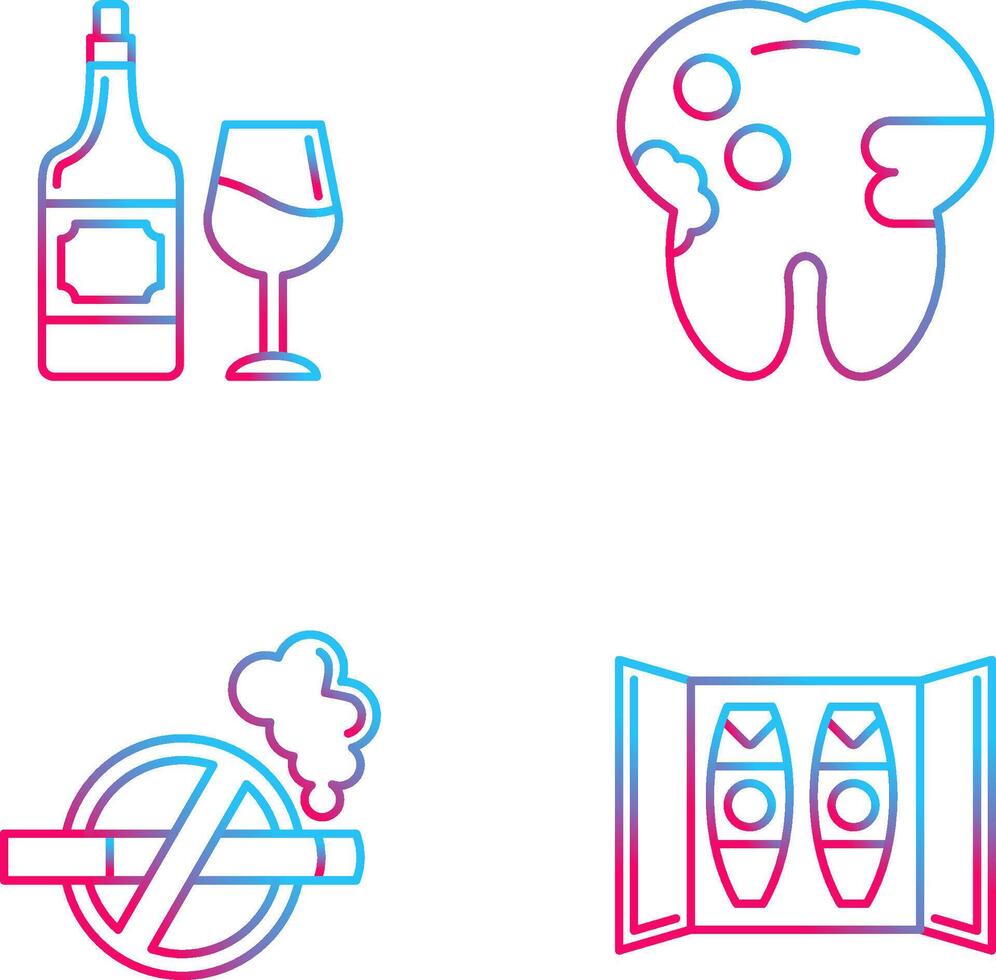 vino y caries icono vector