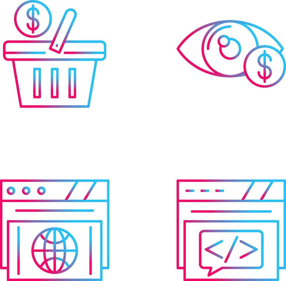 compras cesta y ojo icono vector