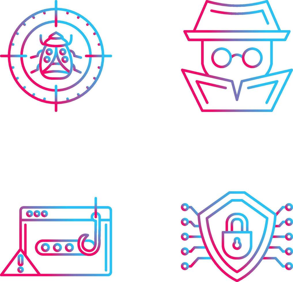 Bug Target and Hacker Icon vector