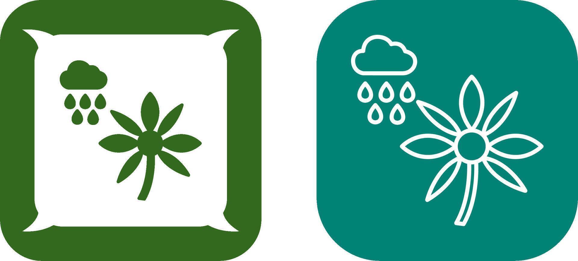 Flower with rain Icon Design vector