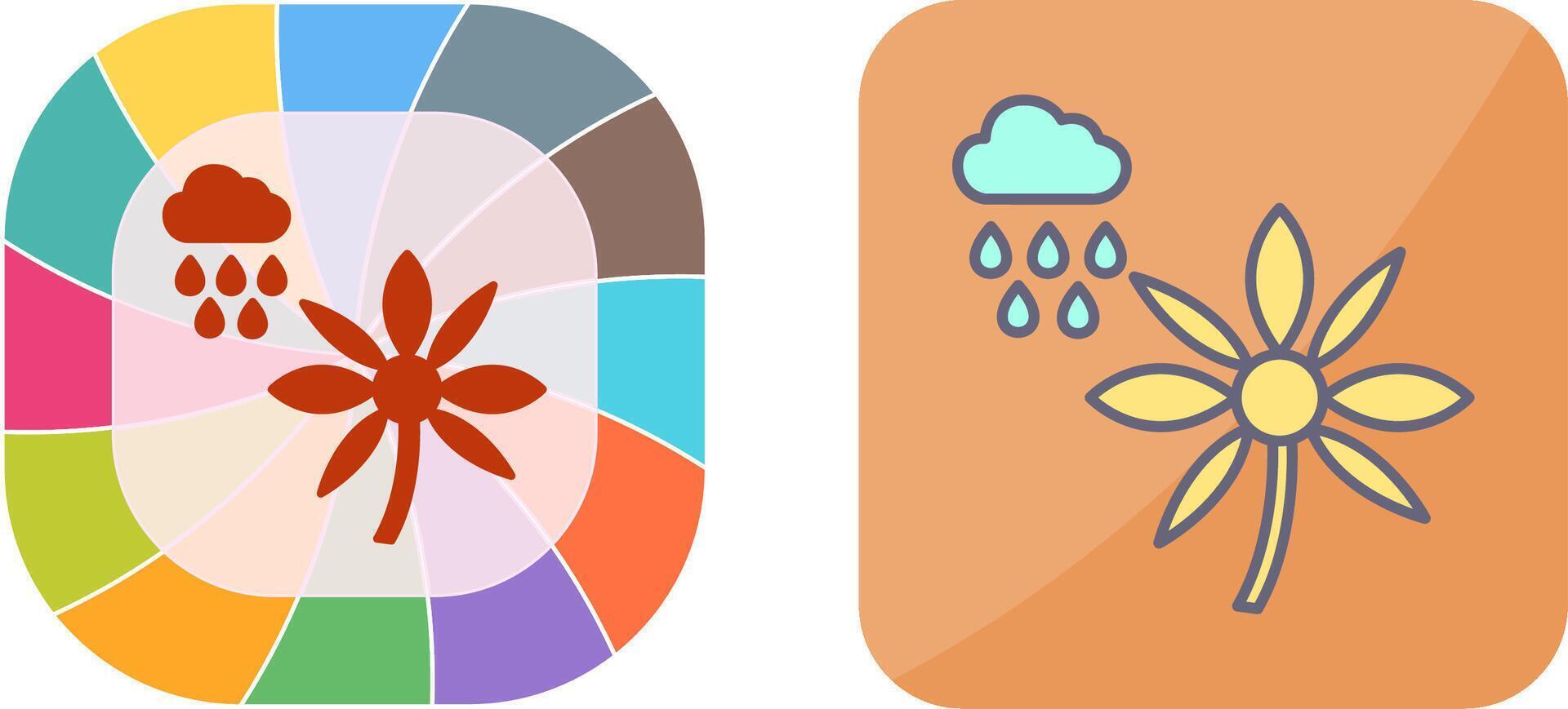 Flower with rain Icon Design vector