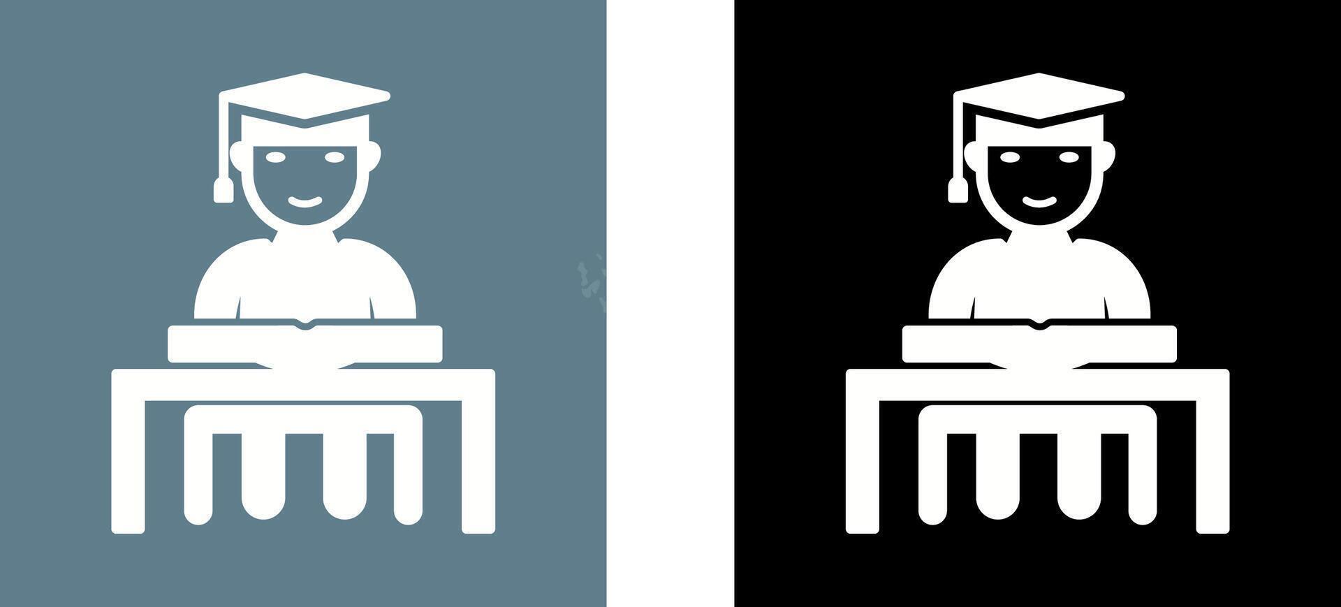 Unique Studying on Desk Icon Design vector