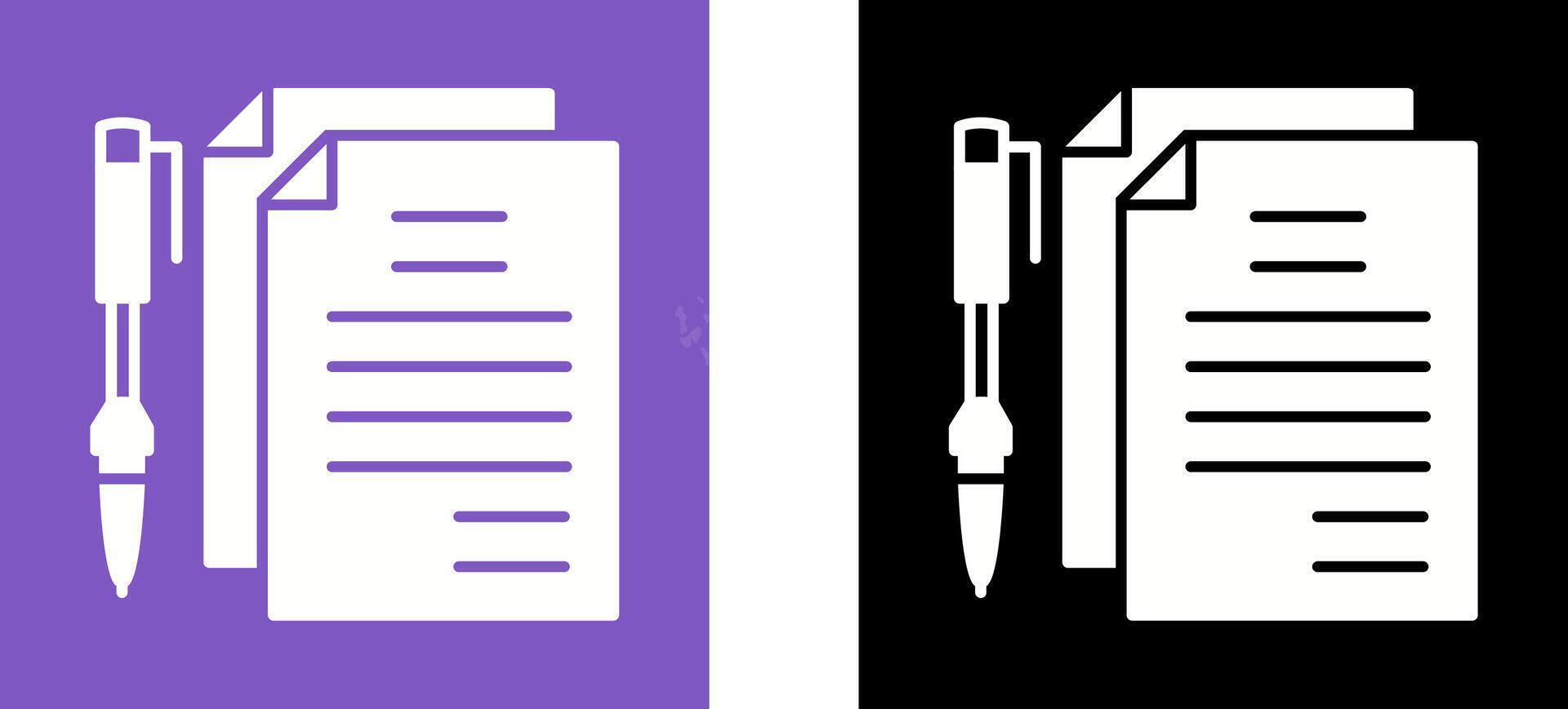 Unique Documents and Pen Icon Design vector