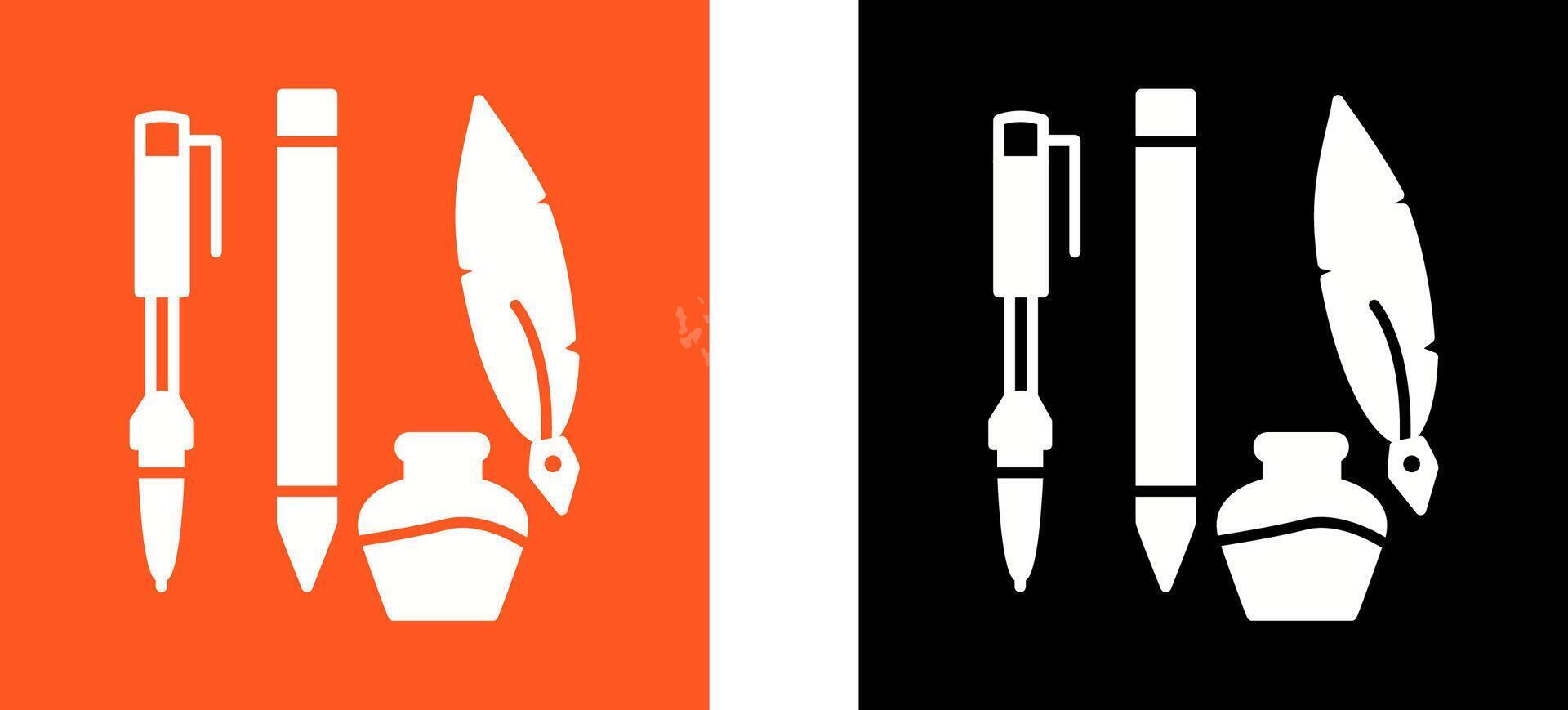 Unique Writing Equipment Icon Design vector