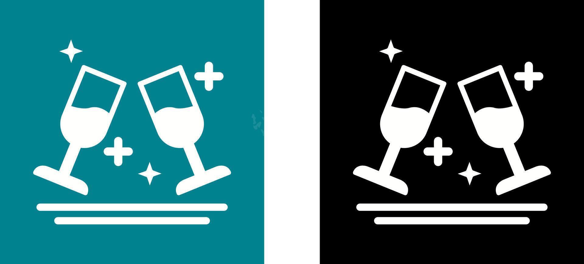 Two Glasses Romantic Icon Design vector