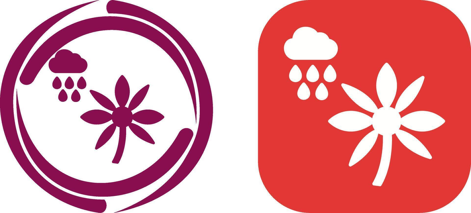 Flower with rain Icon Design vector