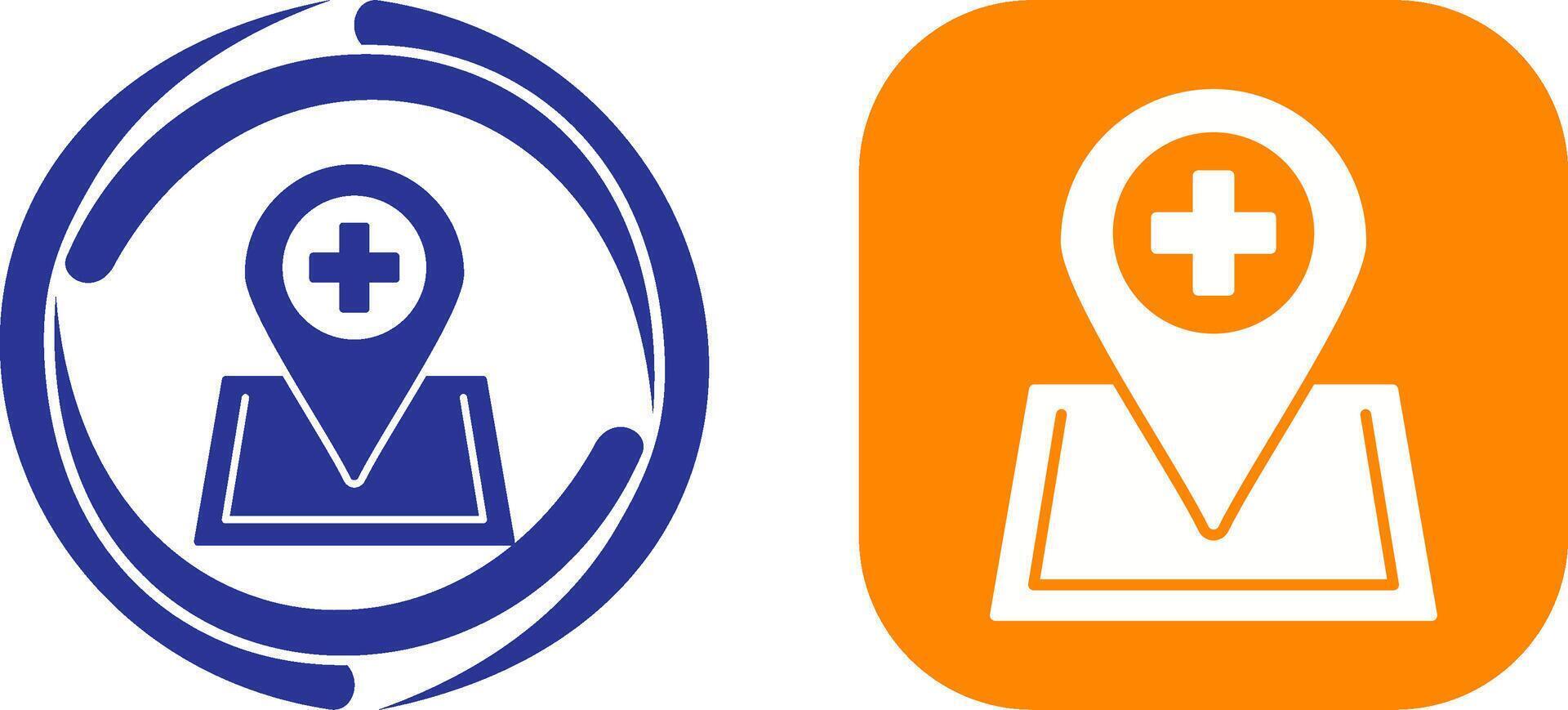 Location hospital Icon Design vector