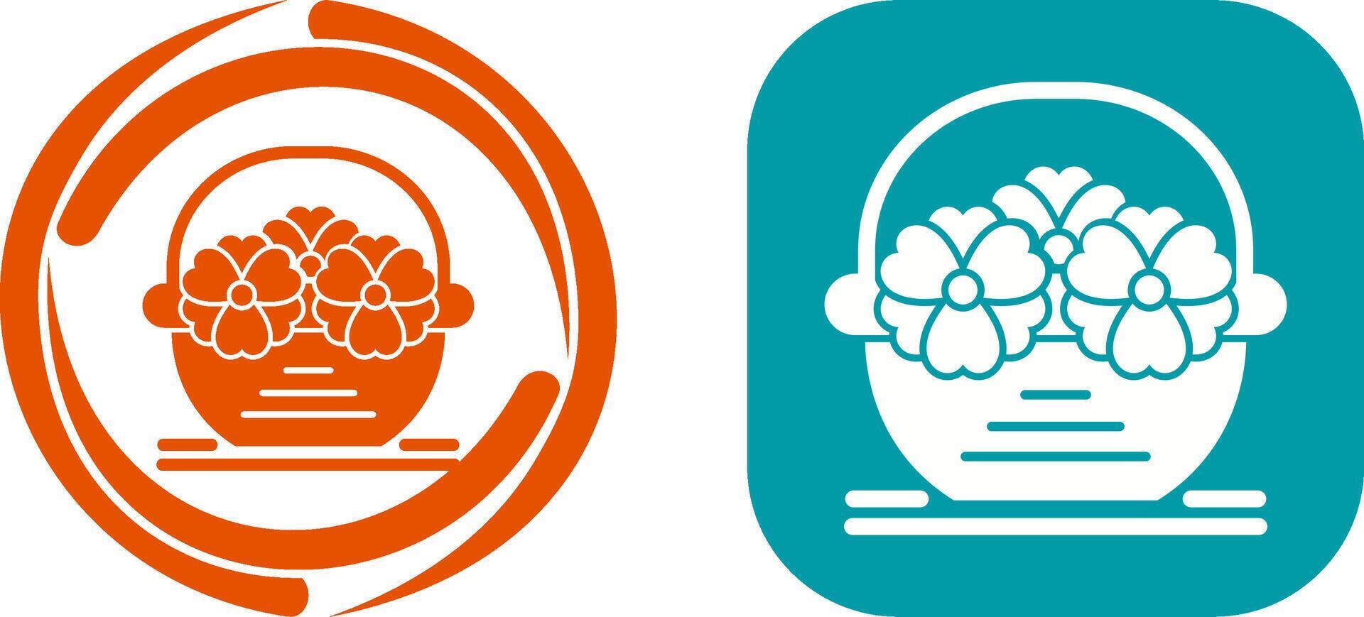 Flower Basket Icon Design vector