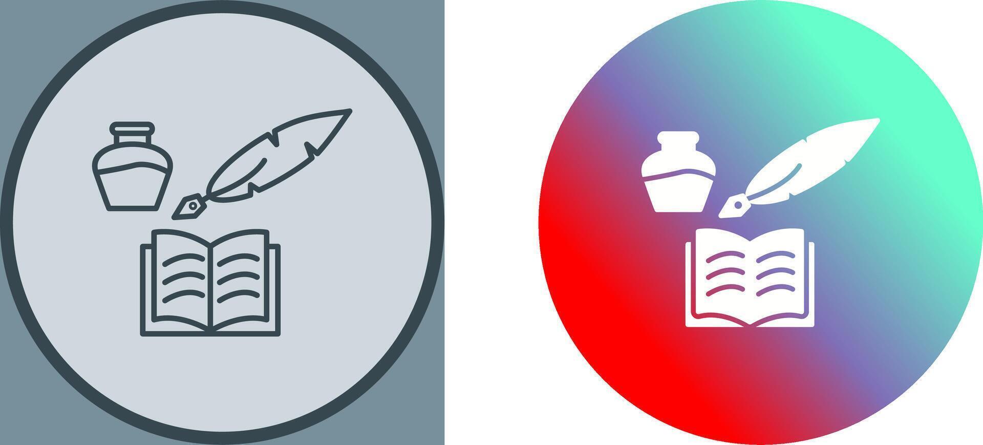 Unique Quill and Book Icon Design vector