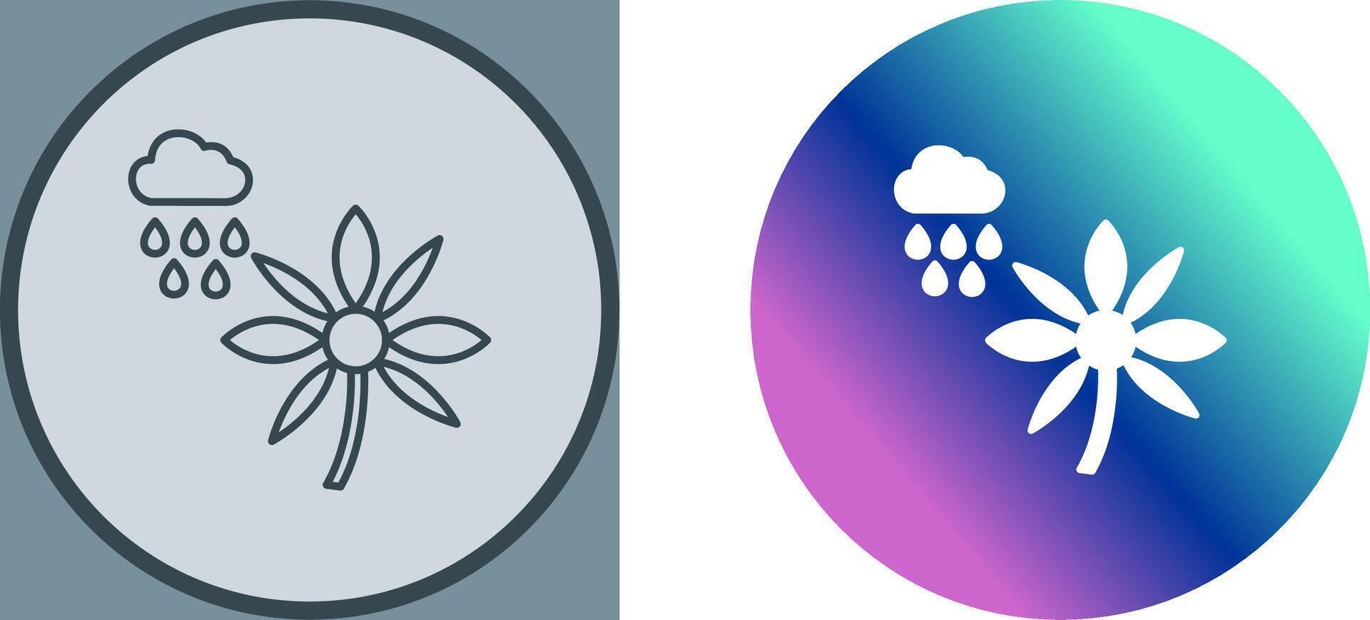 Flower with rain Icon Design vector