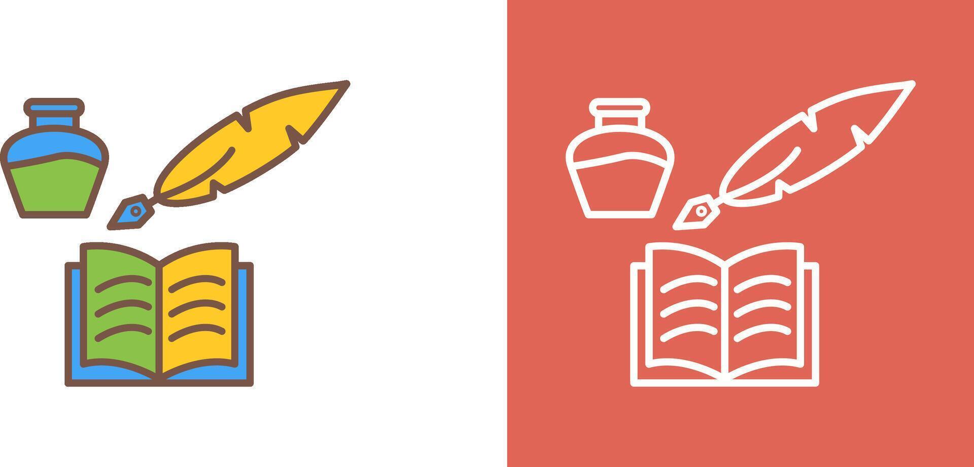 Unique Quill and Book Icon Design vector