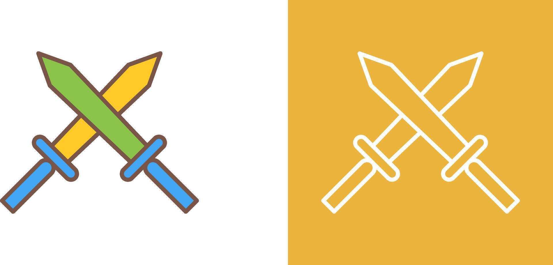 Unique Two Swords Icon Design vector