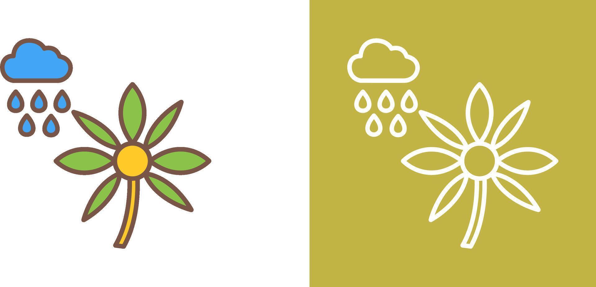 Flower with rain Icon Design vector
