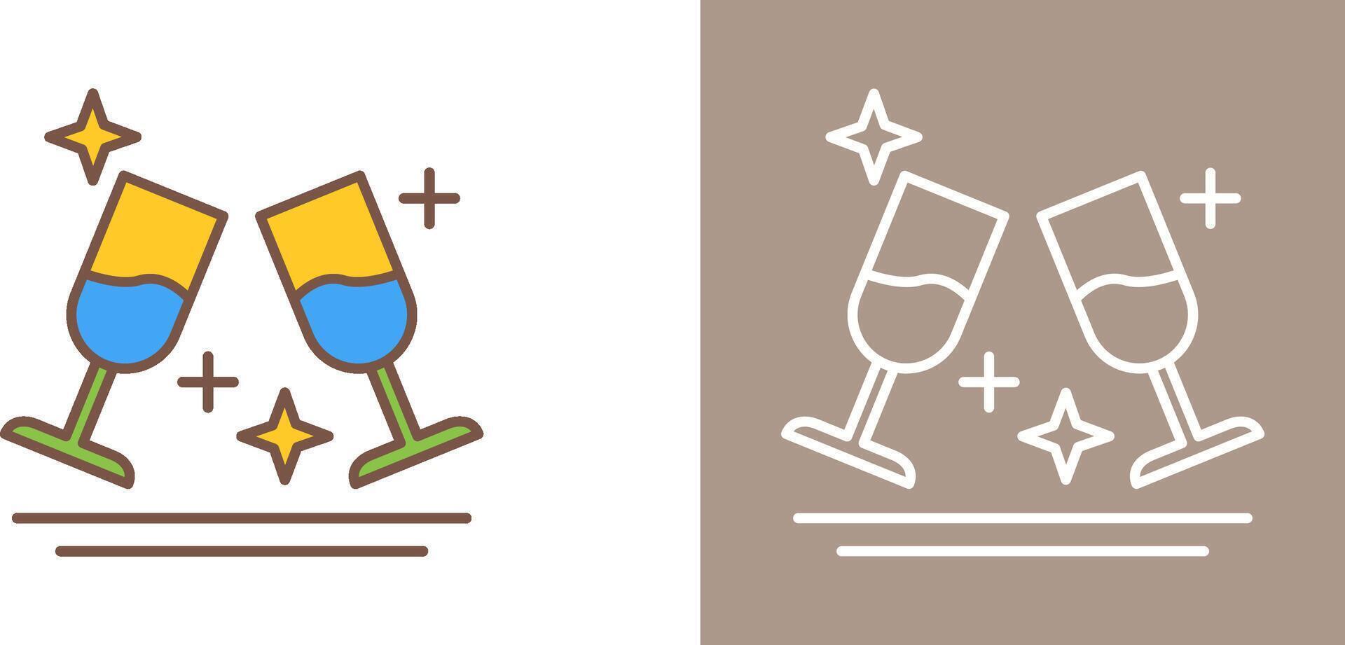 Two Glasses Romantic Icon Design vector