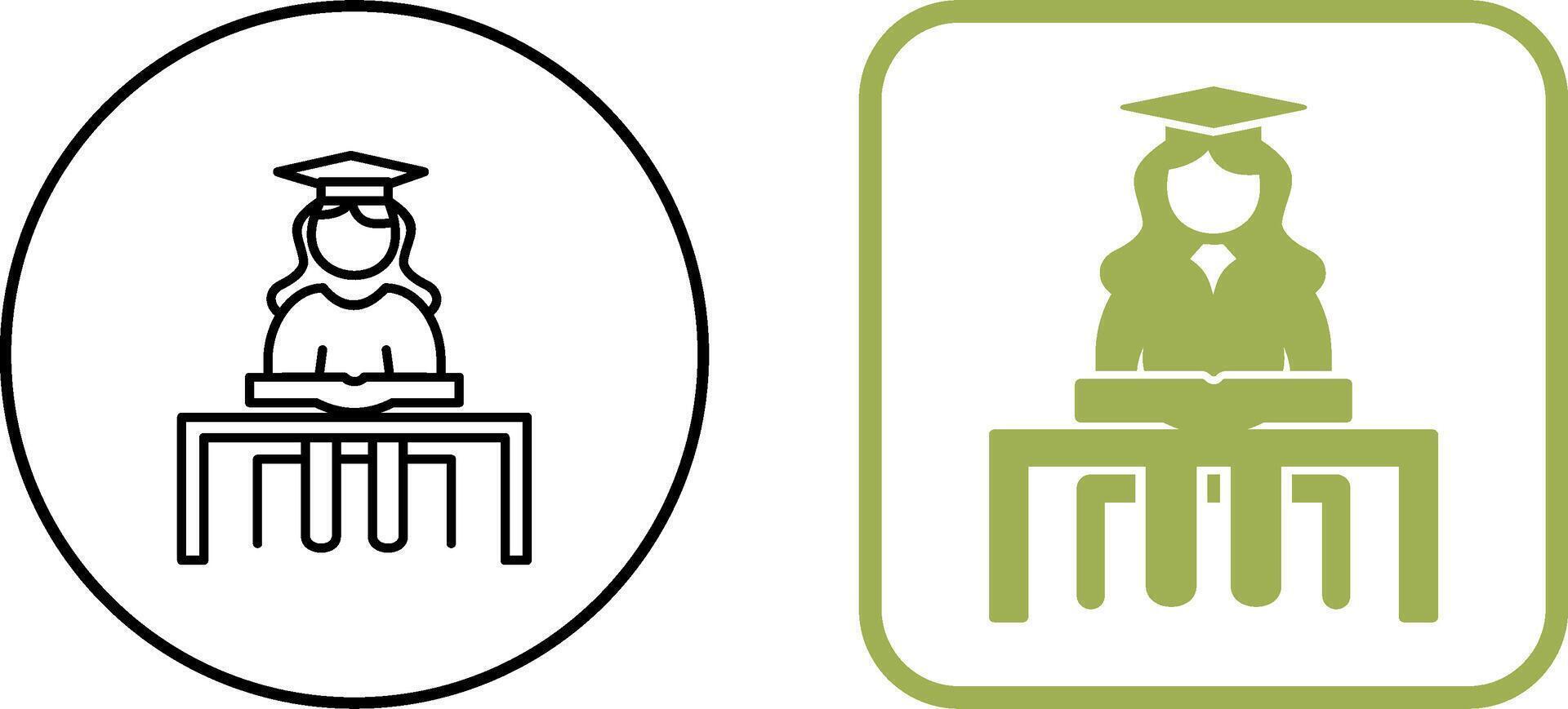 Unique Female Student Studying Icon Design vector