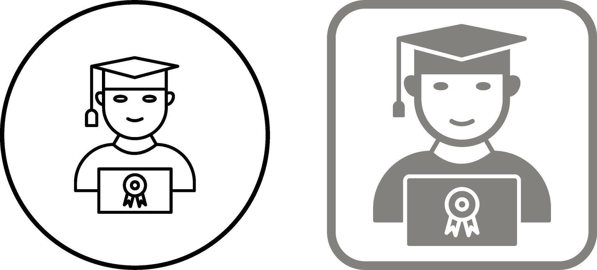 Unique Student Holding Degree Icon Design vector
