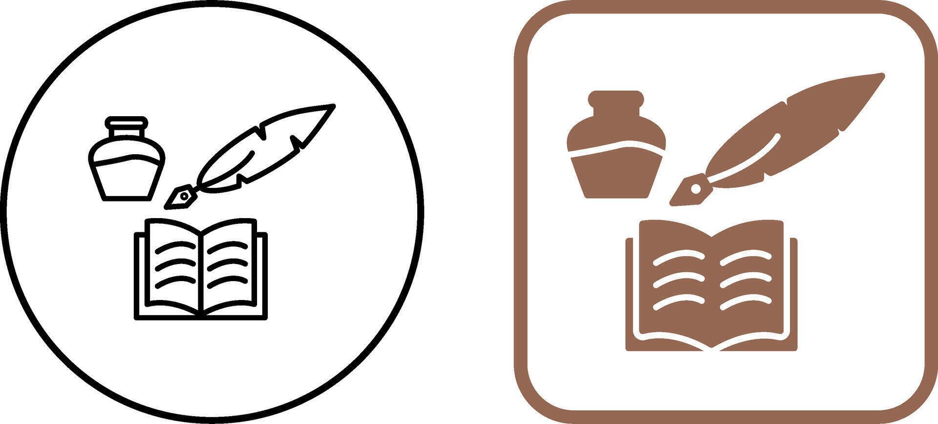 Unique Quill and Book Icon Design vector