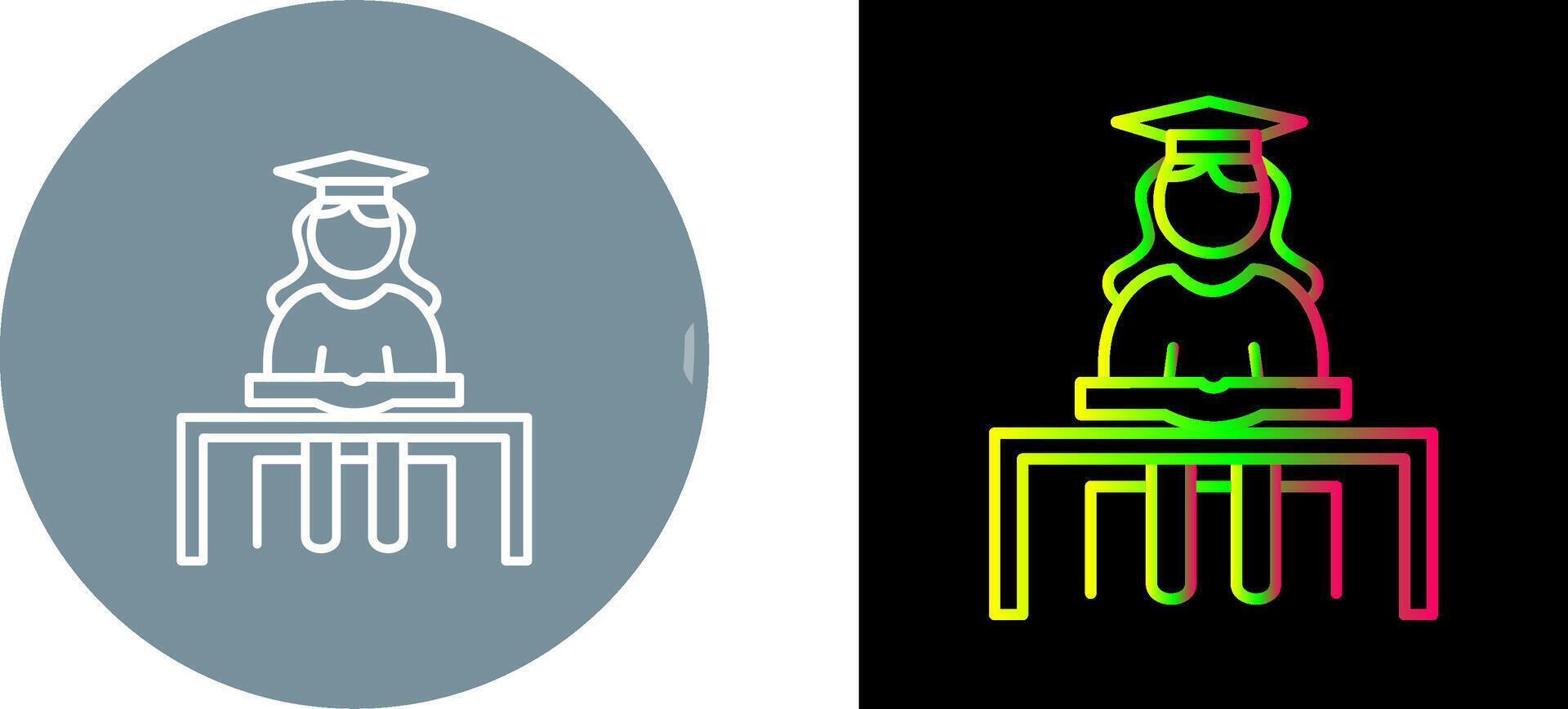 Unique Female Student Studying Icon Design vector