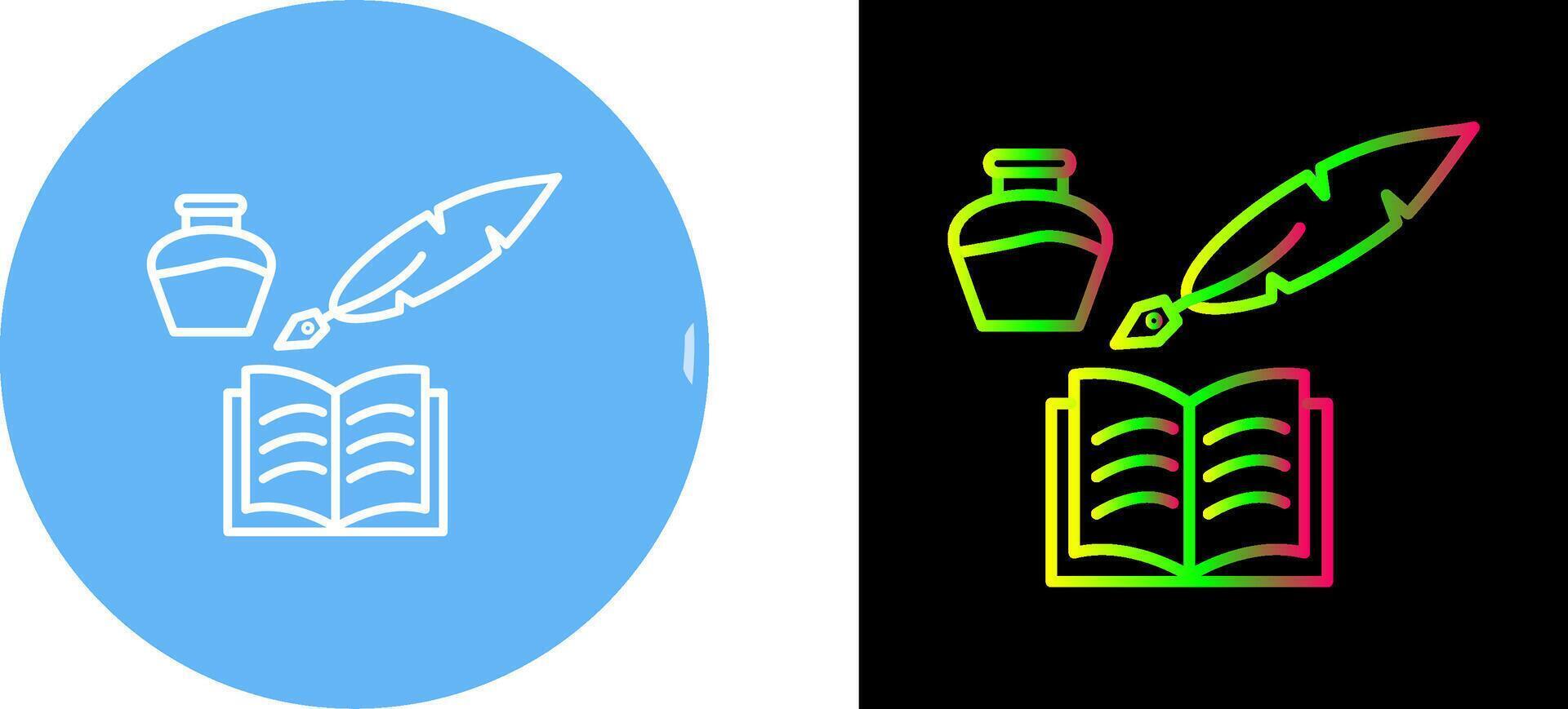 Unique Quill and Book Icon Design vector