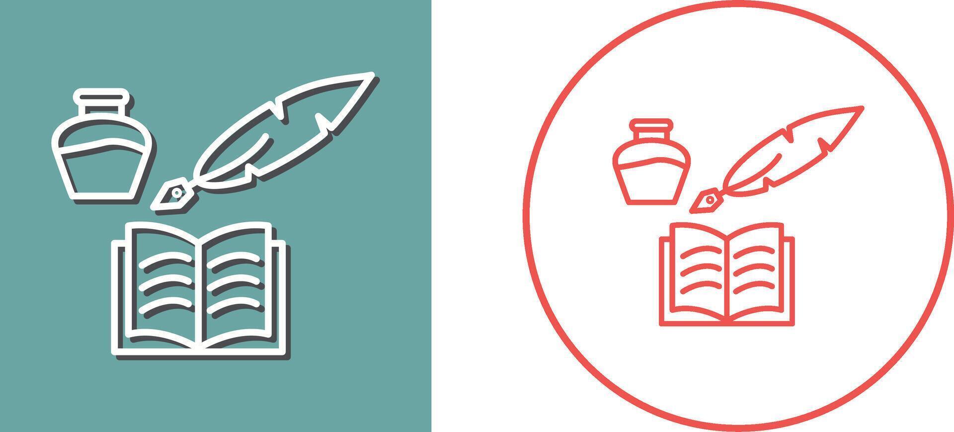 Unique Quill and Book Icon Design vector