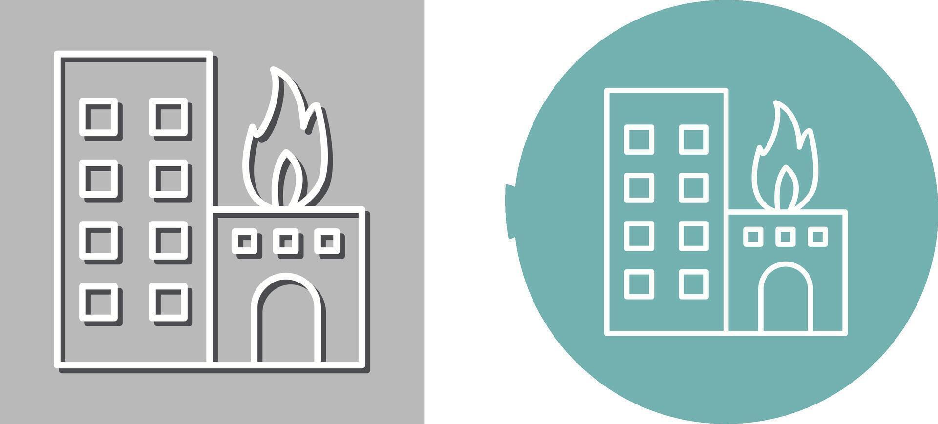Unique Burning Building Icon Design vector