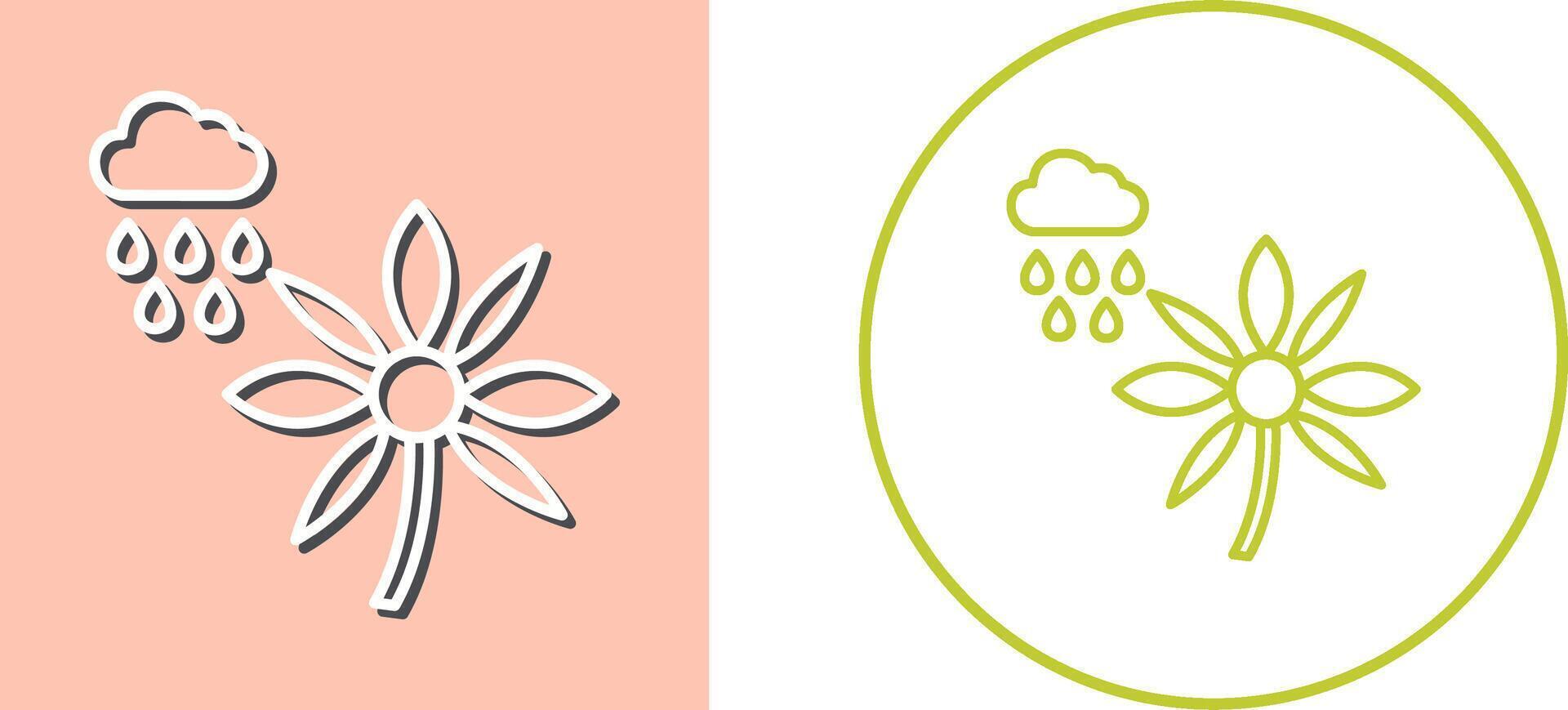 Flower with rain Icon Design vector