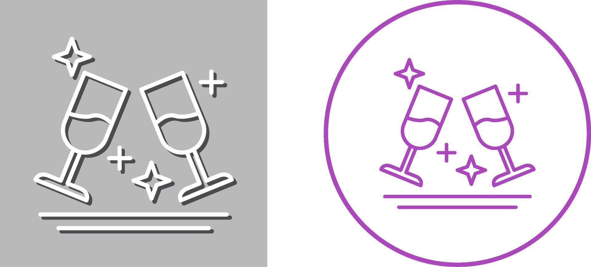 Two Glasses Romantic Icon Design vector