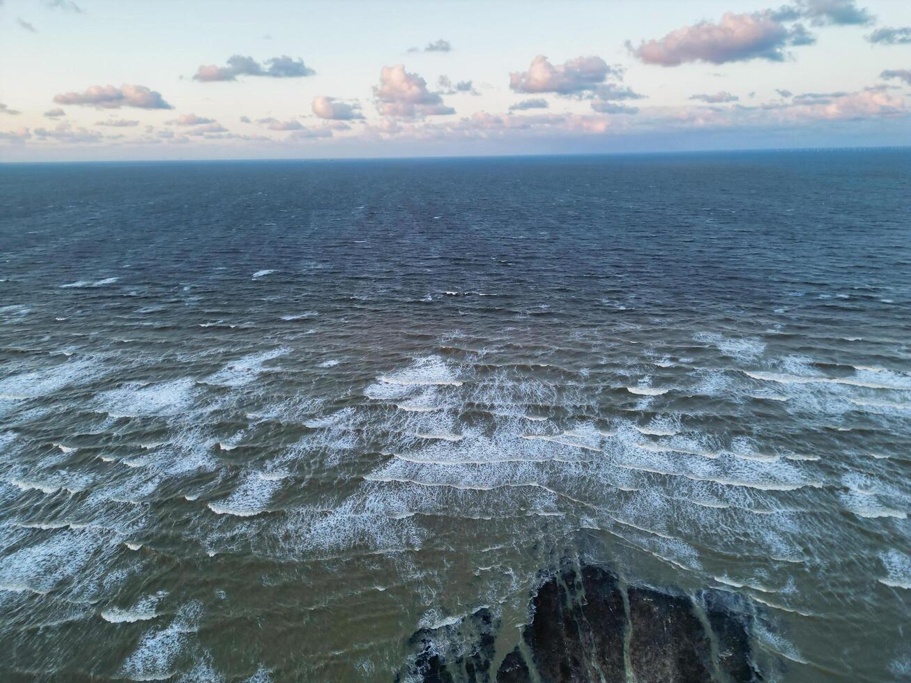 High Angle View of Botany Bay Beach and Sea View During Sunset at Broadstairs Kent, England UK. April 21st, 2024 photo
