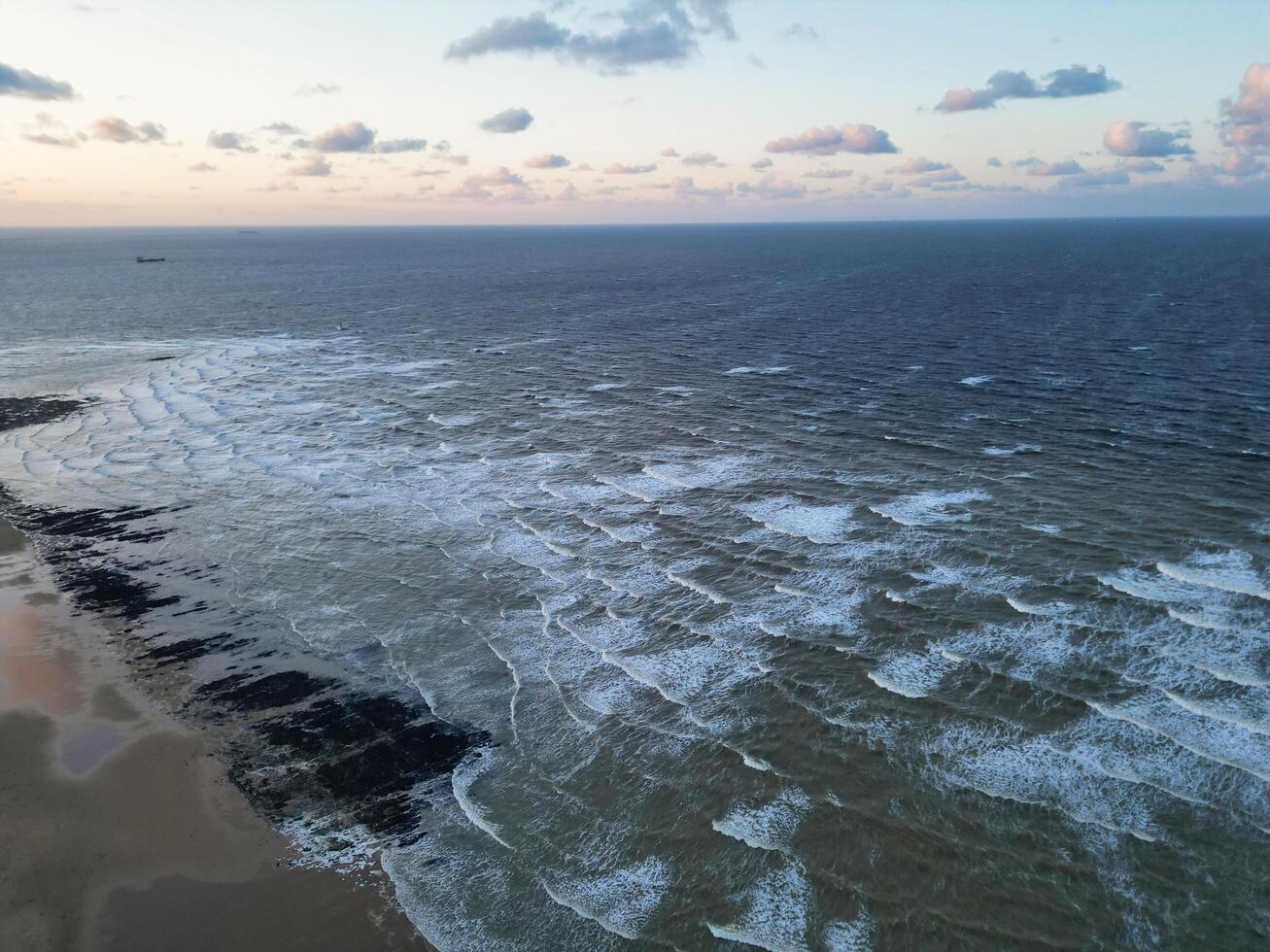 High Angle View of Botany Bay Beach and Sea View During Sunset at Broadstairs Kent, England UK. April 21st, 2024 photo