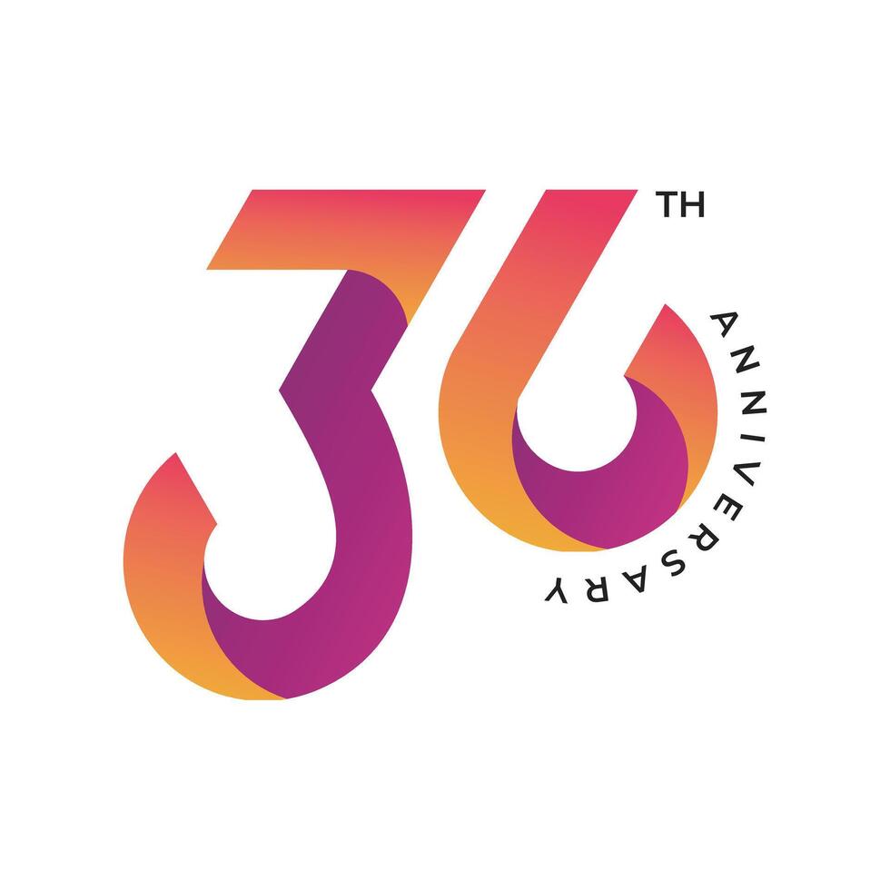 36 anniversary logo design. 36 th anniversary gradient logo template, and illustration vector