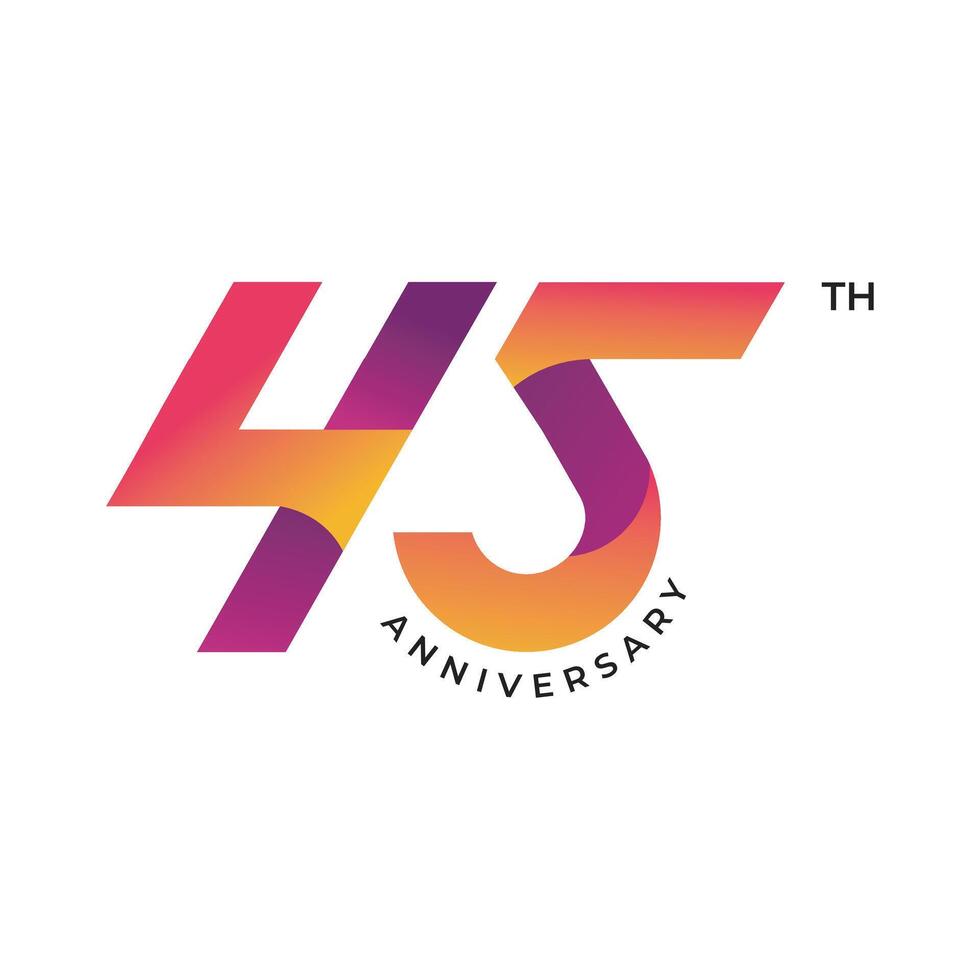 45 anniversary logo design. 45th anniversary gradient logo template, and illustration vector