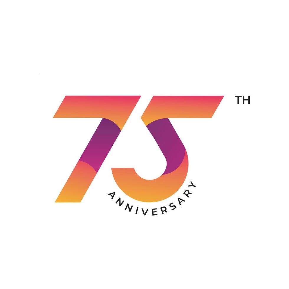 75 anniversary logo design. 75th anniversary gradient logo template, and illustration vector