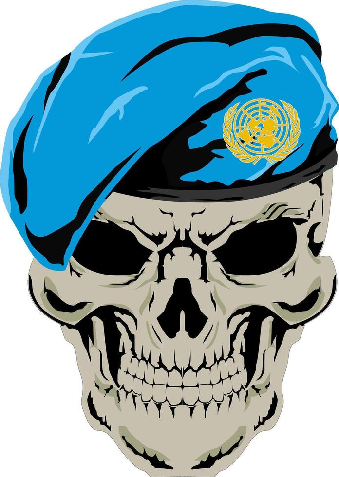 this a skull blue beret vector