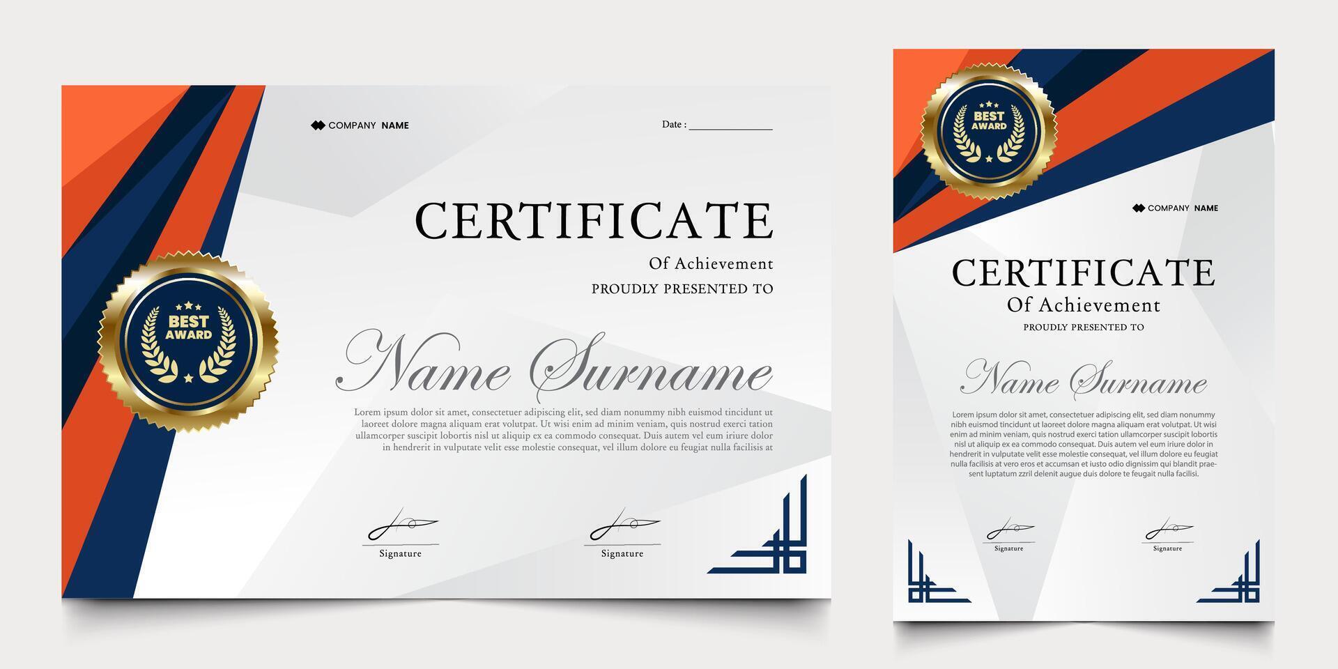 certificate awarded. graduation design elements, best employees and others. vector