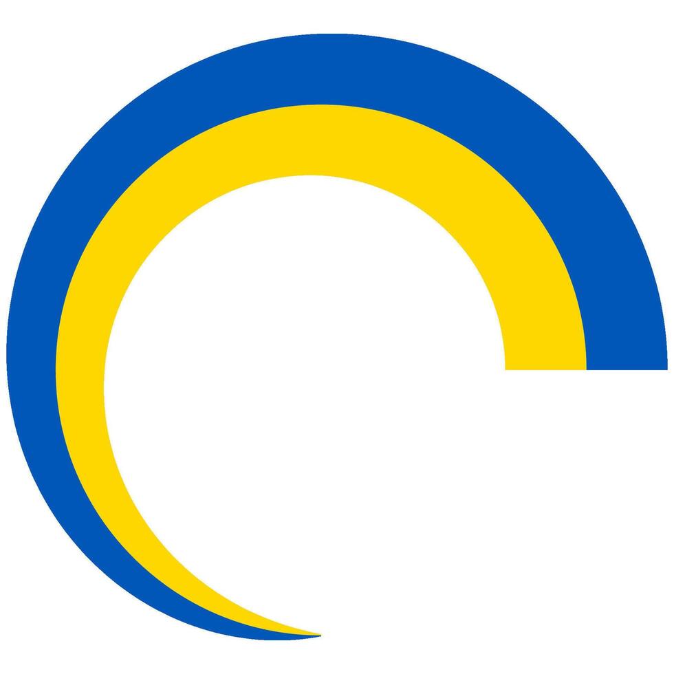 Blue and yellow circle isolated on a transparent background. Round element in the colors of the Ukrainian flag. illustration. vector